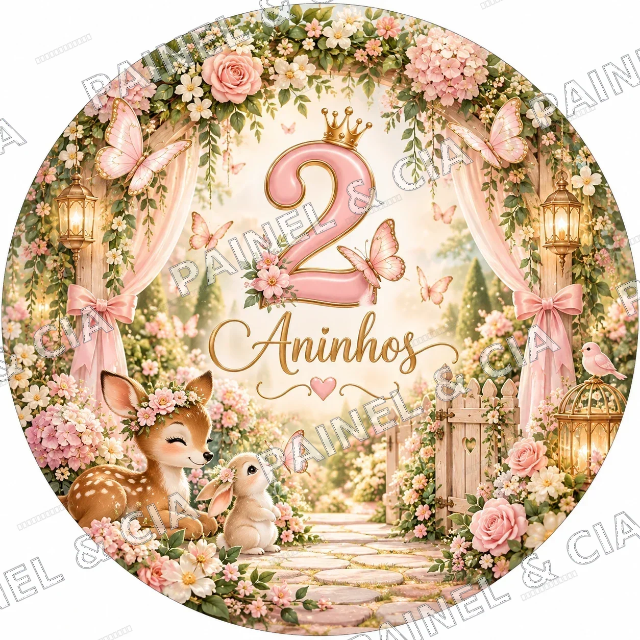 Painel redondo ParaBB PaineleCia CHA28 — Aniversário Infantil, código RD-038