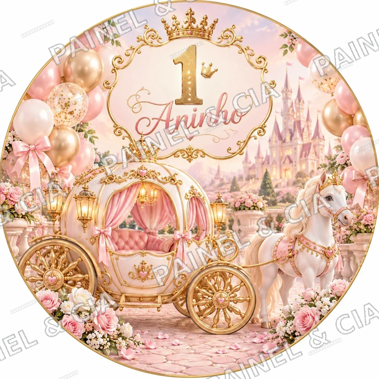 Painel redondo ParaBB PaineleCia CHA35 — Aniversário Infantil, código RD-043