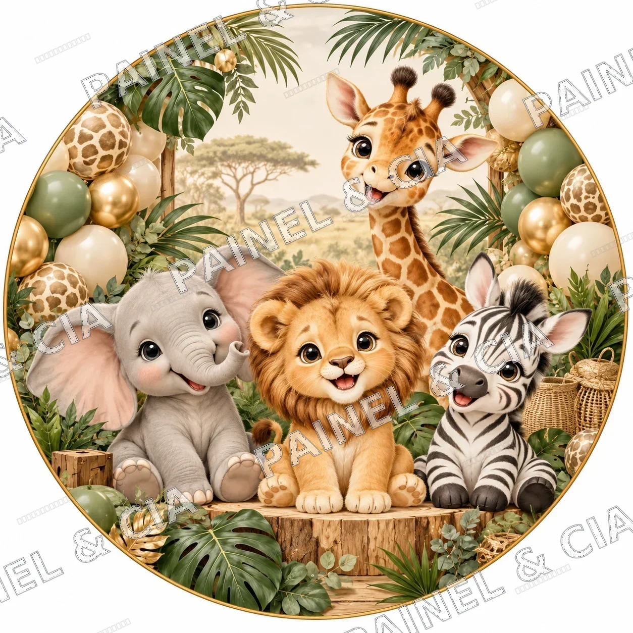 Painel redondo ParaBB PaineleCia CHA42 — Aniversário Infantil, código RD-050
