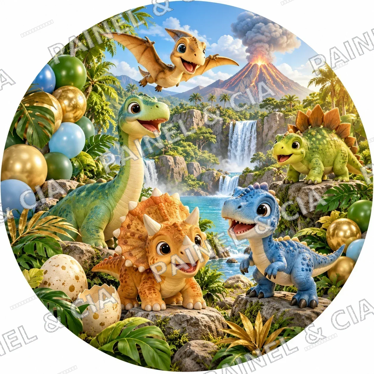 Painel redondo ParaBB PaineleCia CHA44 — Aniversário Infantil, código RD-052