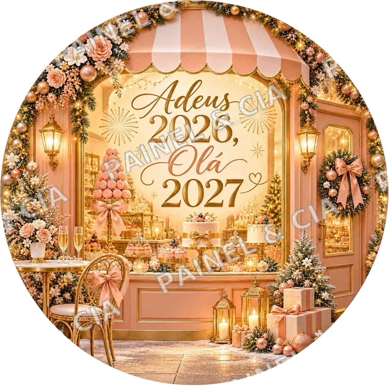 Painel redondo AnoNovo PainelECia ANR13 — Ano Novo 2027, código RD-117