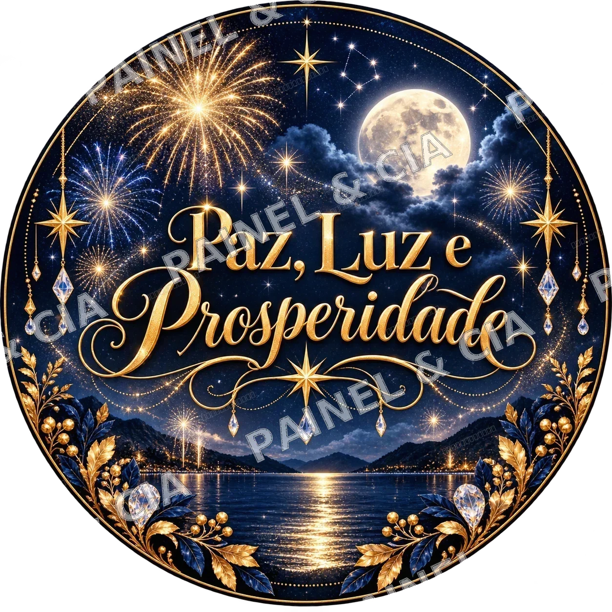 Painel redondo AnoNovo PainelECia ANR17 — Ano Novo 2027, código RD-121