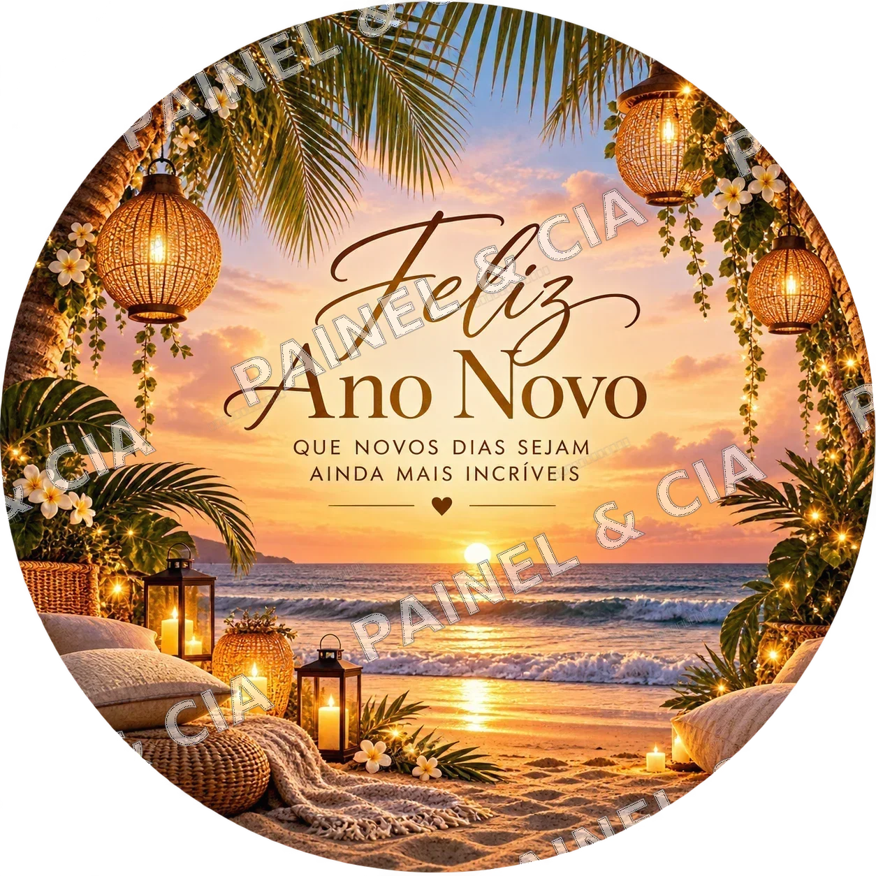 Painel redondo AnoNovo PainelECia ANR36 — Ano Novo 2027, código RD-140