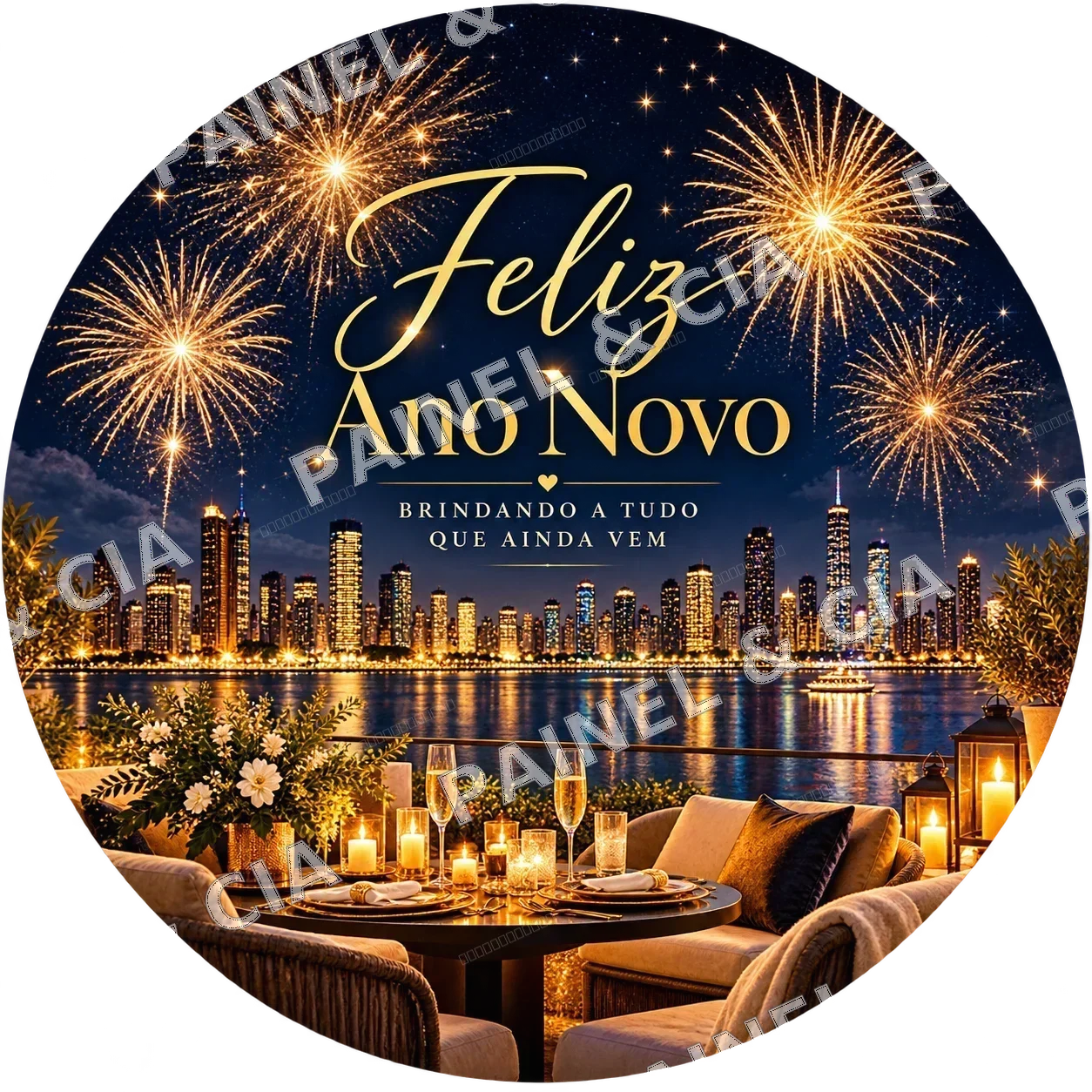 Painel redondo AnoNovo PainelECia ANR38 — Ano Novo 2027, código RD-142