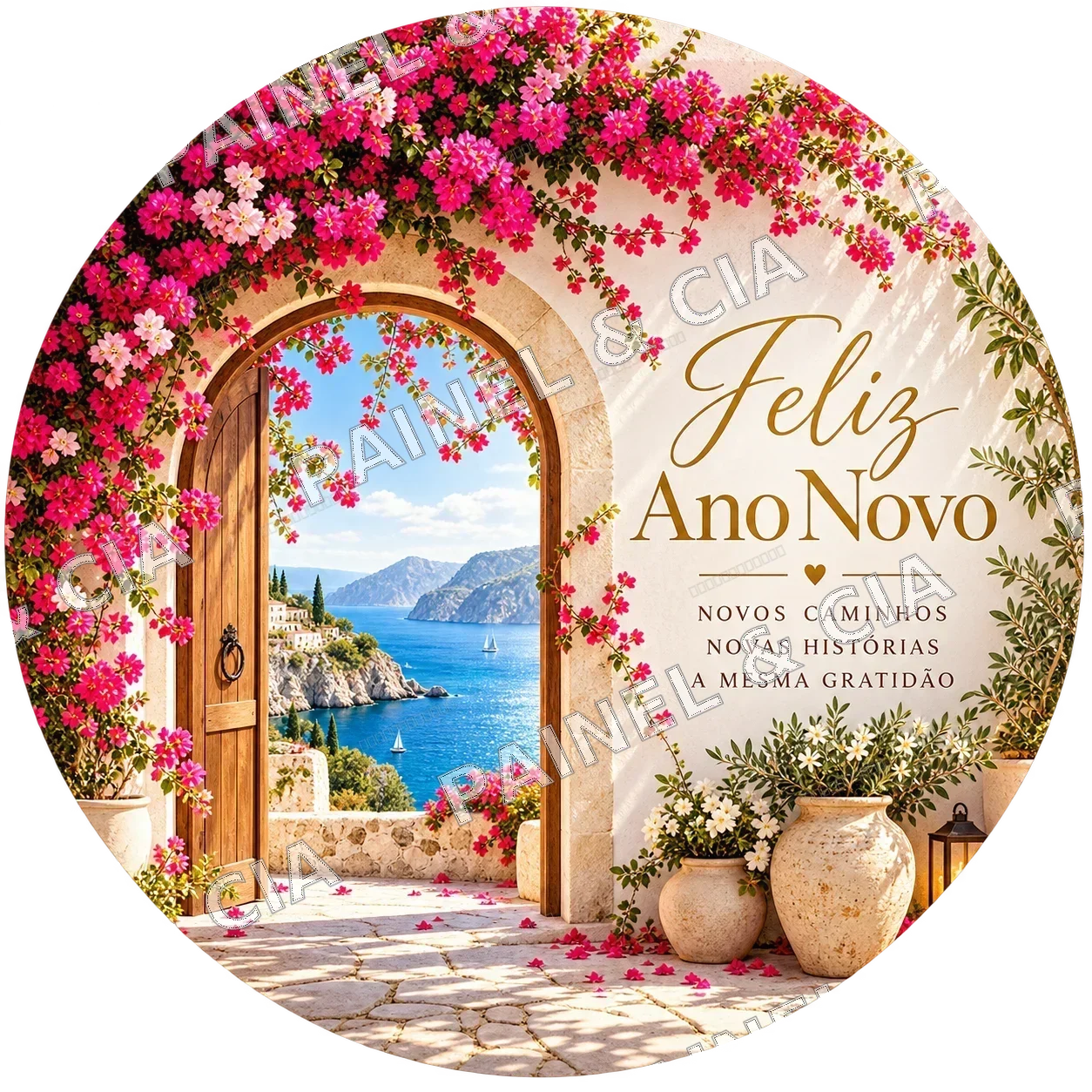 Painel redondo AnoNovo PainelECia ANR39 — Ano Novo 2027, código RD-143