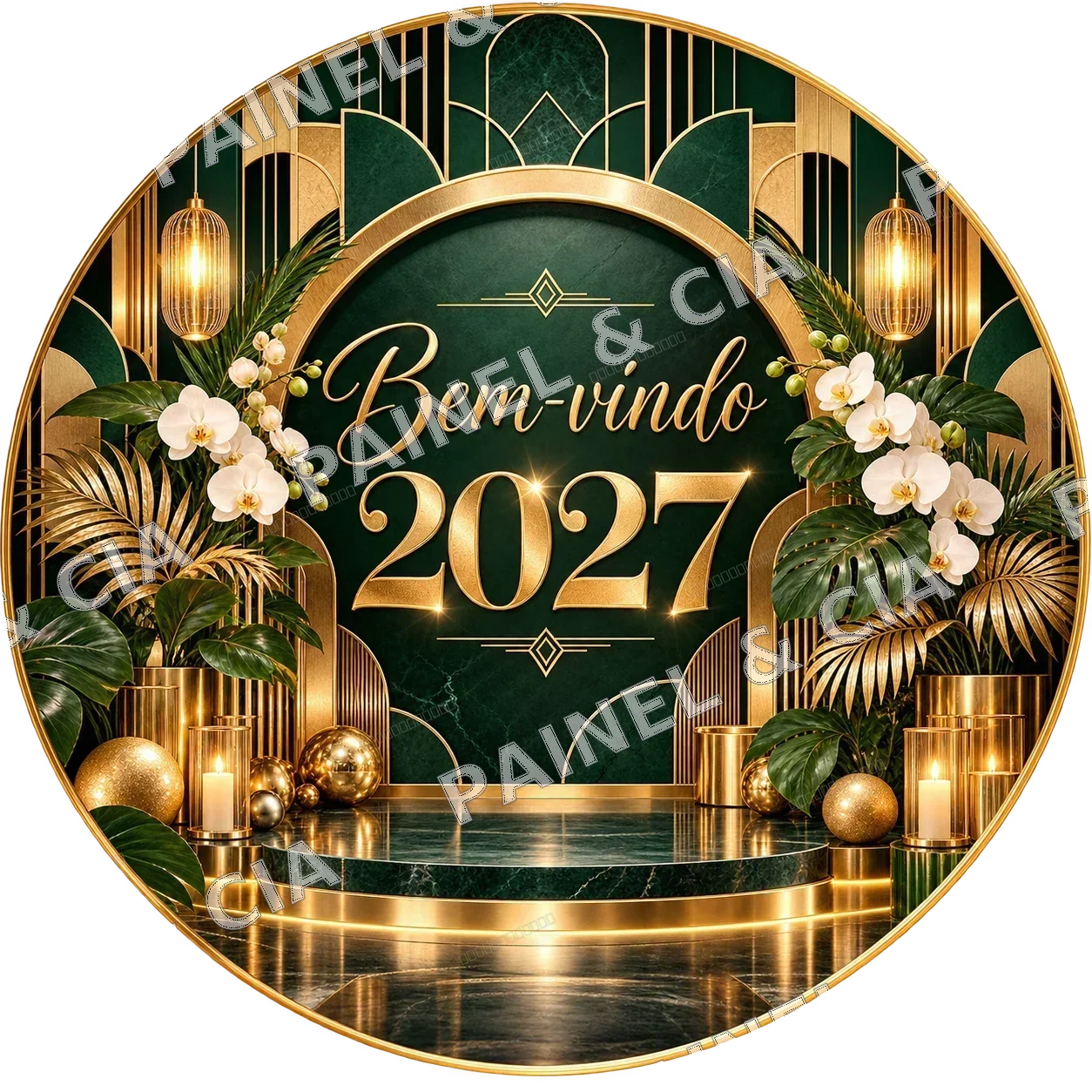 Painel redondo AnoNovo PainelECia ANR4 — Ano Novo 2027, código RD-108