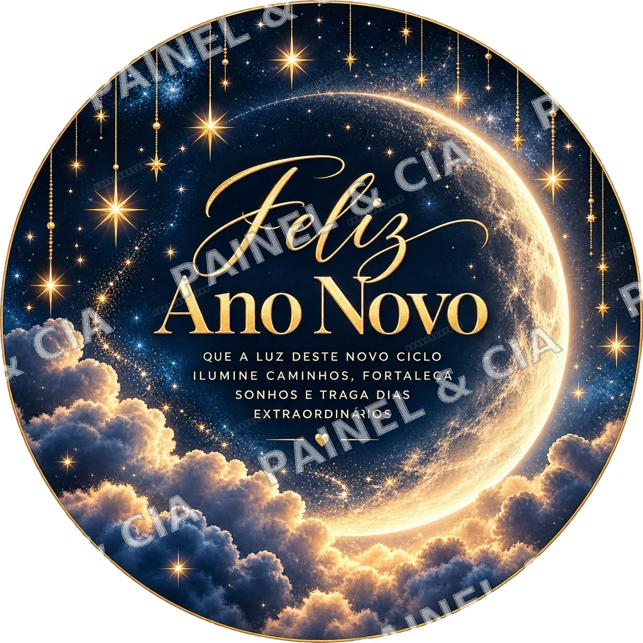 Painel redondo AnoNovo PainelECia ANR44 — Ano Novo 2027, código RD-148