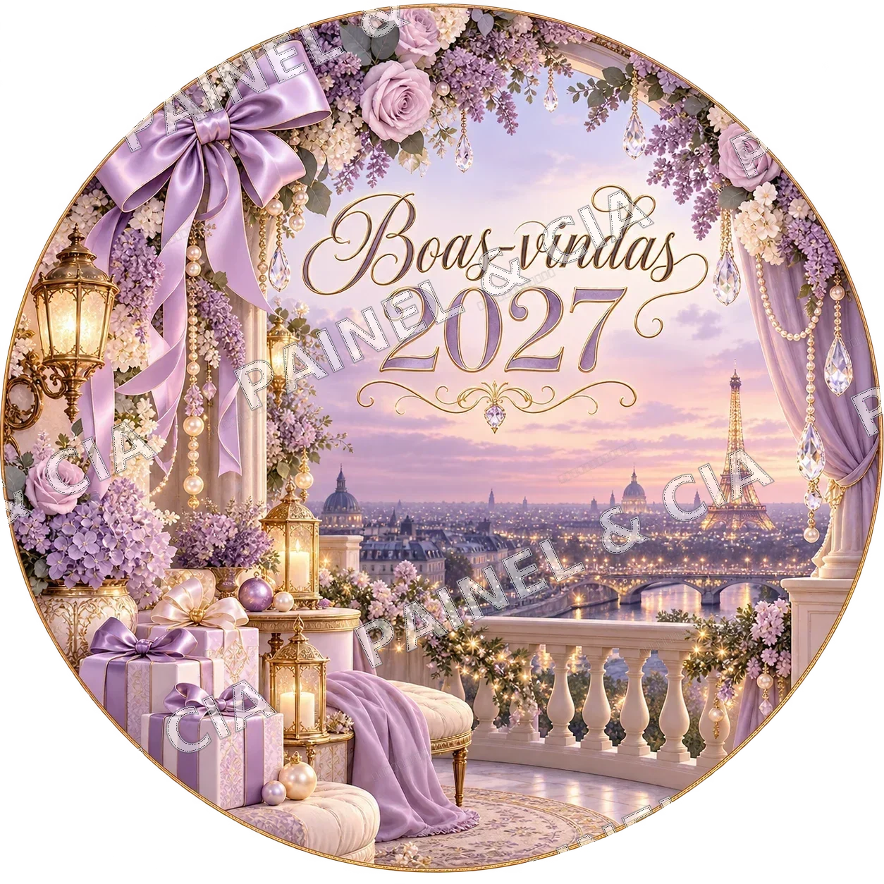 Painel redondo AnoNovo PainelECia ANR9 — Ano Novo 2027, código RD-113