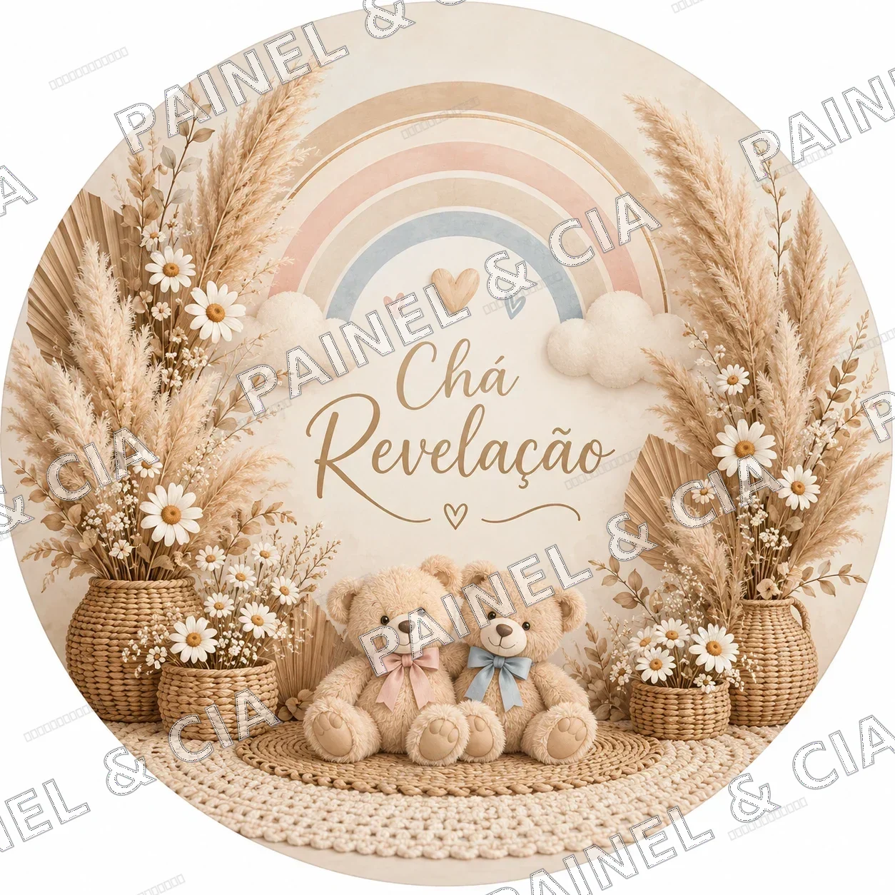 Painel redondo ParaBB PaineleCia CHA26 — Chá Revelação, código RD-027