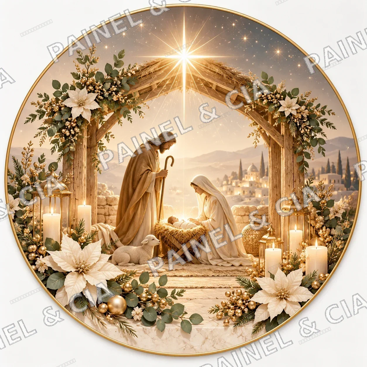 Painel redondo Natal2026 PainelECia RN15 — Coleção Natal 2026, código RD-015